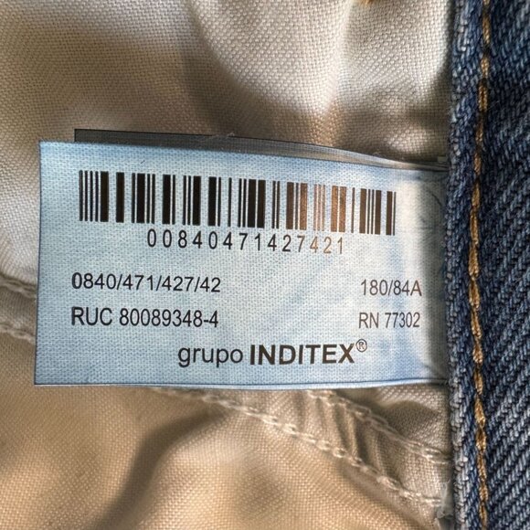 Zara Men Blue 100% Cotton Relaxed Baggy Fit Y2K Distressed Jeans Size 32 - Picture 13 of 13